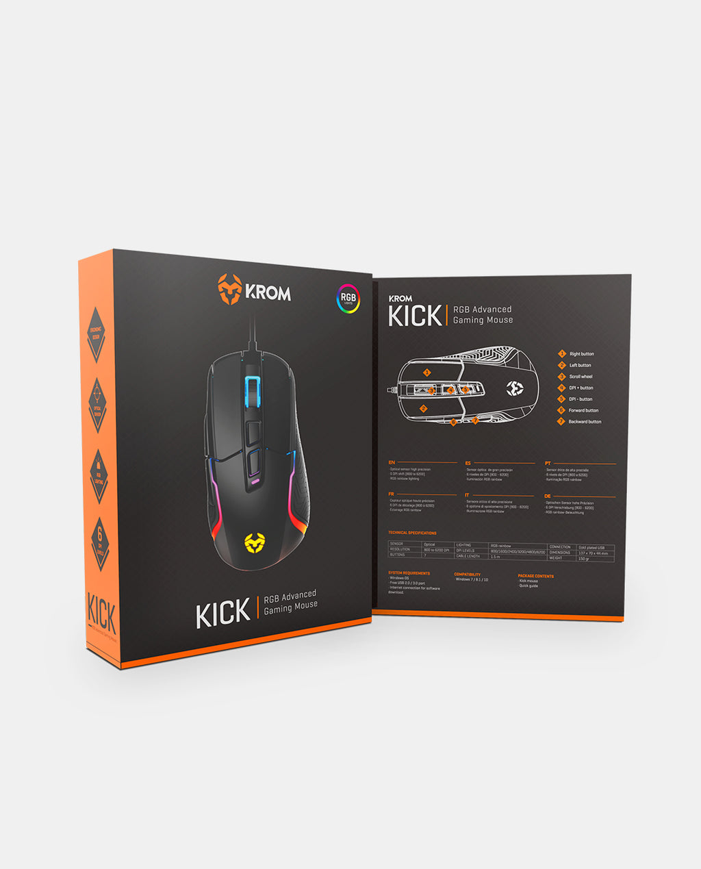 Krom Kick optical mouse up to 12000 DPI – Krom Gaming Store